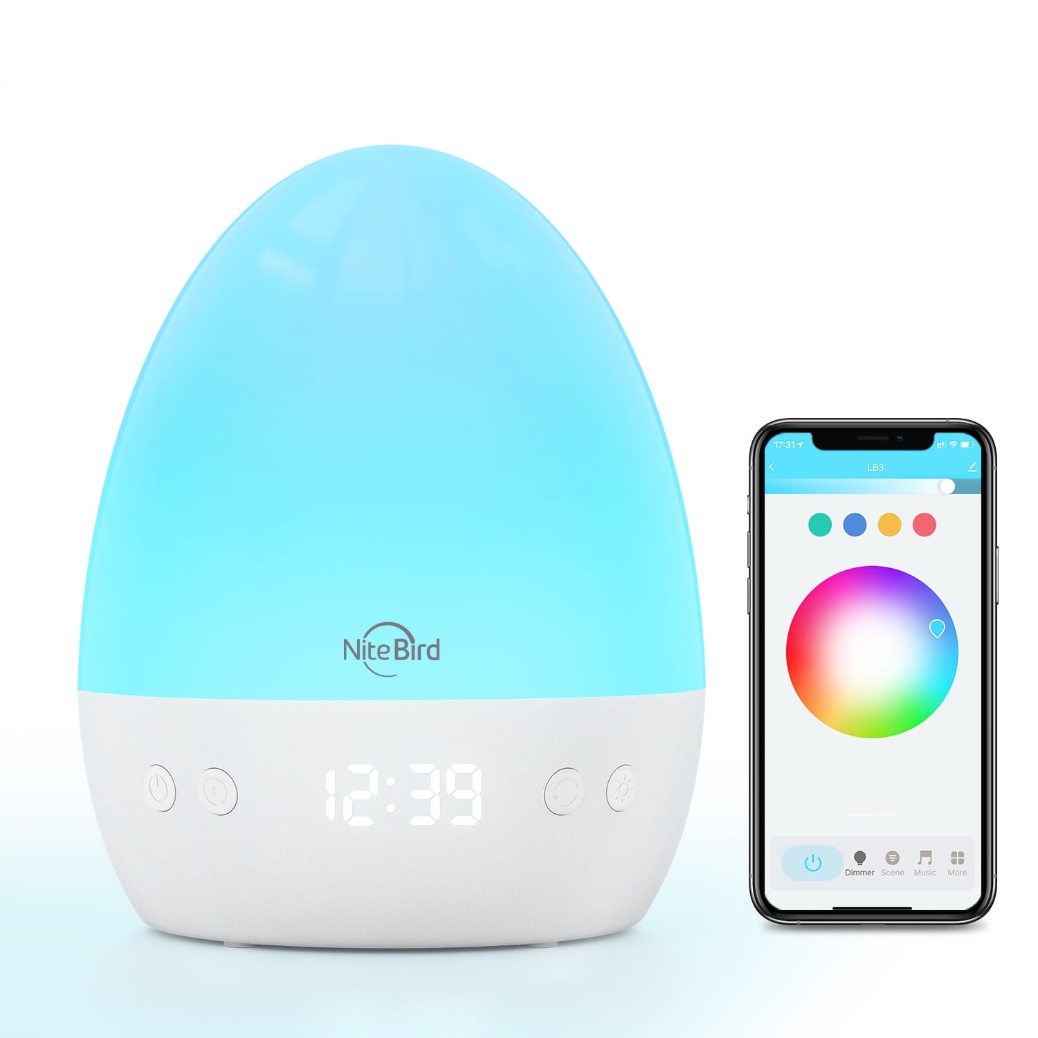 Smart Night Light for Kids, Alarm Clocks, Wake up Light Compatible with Alexa and Google Home, Nursery Lamp with 6 Nature Sounds, Dimmable RGB Color Change Warm White, 2.4GHz Wi-Fi Only