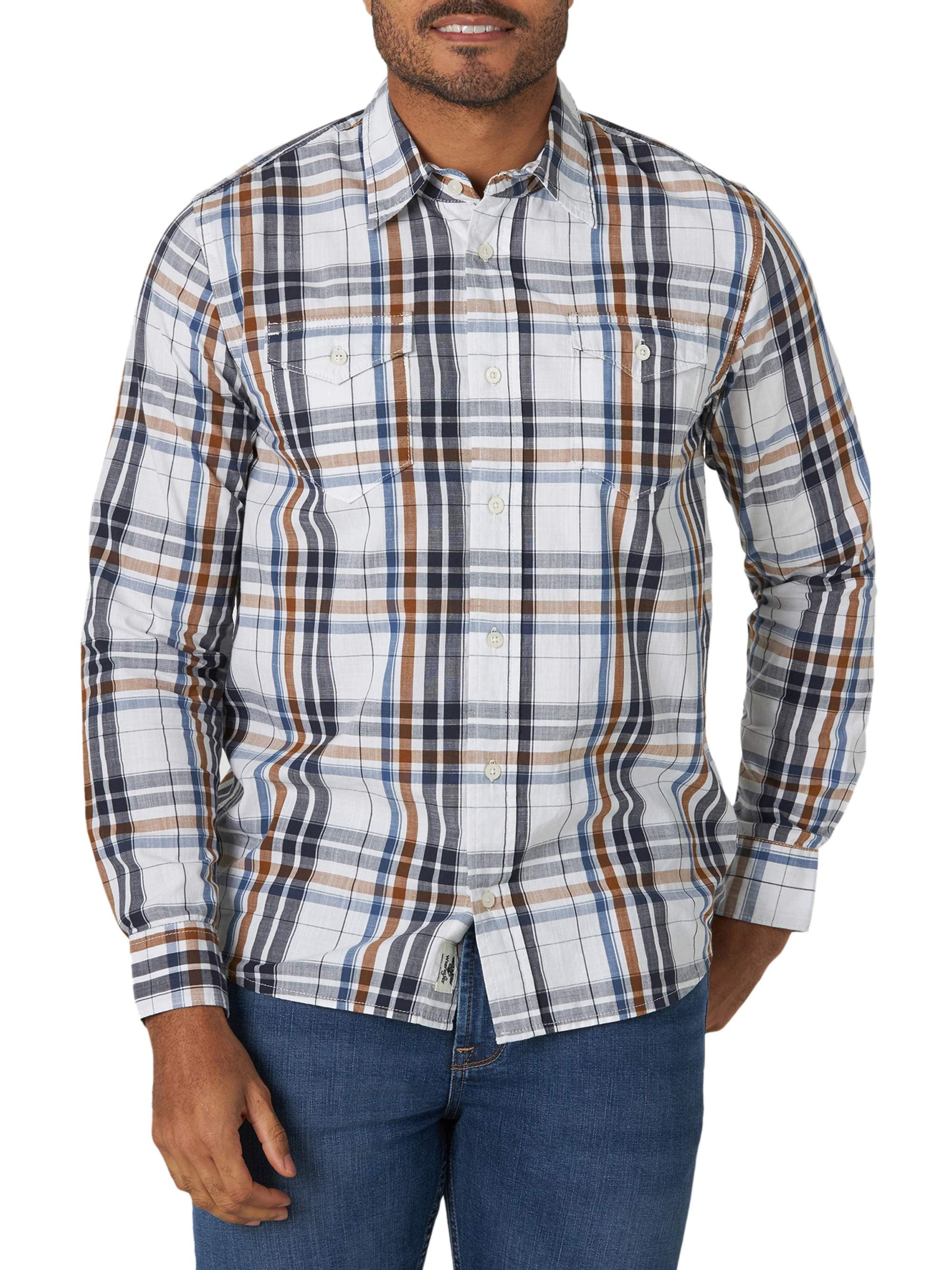 wrangler men's long sleeve comfort stretch woven shirt