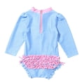 thumbnail image 4 of iEFiEL Infant Baby Girls One-piece Swimsuit Long Sleeves Floral Printed Ruffled Bathing Suit Rash Guard, 4 of 7
