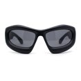 thumbnail image 2 of Exaggerated 90s Style Thick Bubble Frame Rectangle Curved Sport Plastic Sunglasses Matte Black - Black, 2 of 4