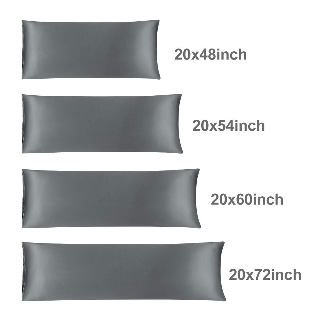 Unique Bargains Luxury Silky Satin Body Pillow Case Gray 20" x 48"