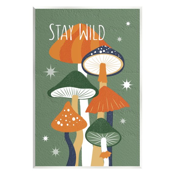 Stupell Industries Stay Wild Mushrooms Pattern Botanical & Floral Painting Unframed Art Print Wall Art, 13 x 19