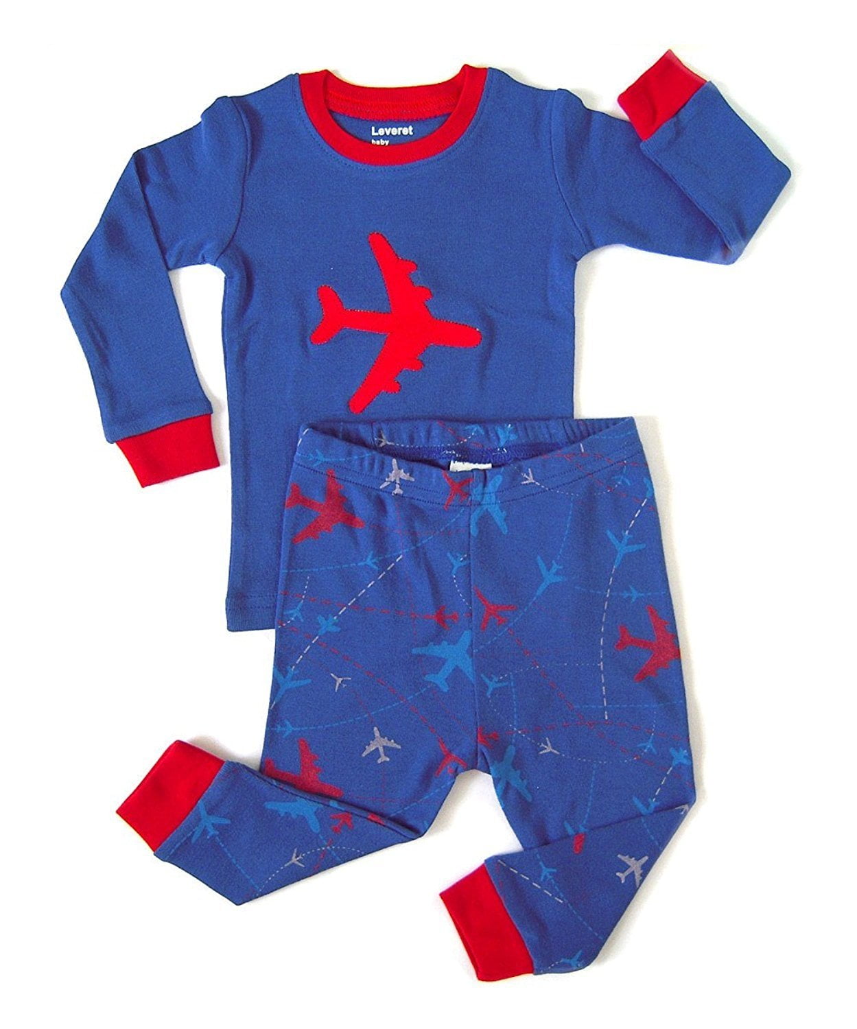 Size 12M-14Y Leveret Boys Train Pajama Set 100% Cotton 