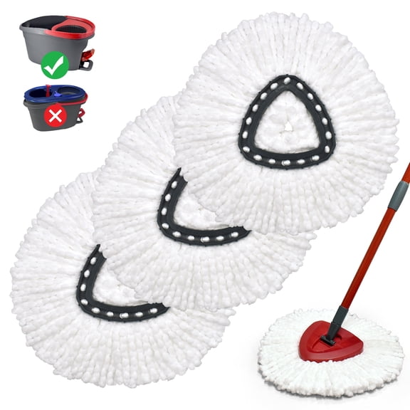 3-Pack Microfiber Spin Mop Replacement Heads for O-Cedar EasyWring 1-Tank System