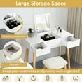 thumbnail image 5 of Costway Vanity Table Set w/ Flip Top Mirror Drawers 9 Dividers Makeup Writing Desk White, 5 of 9