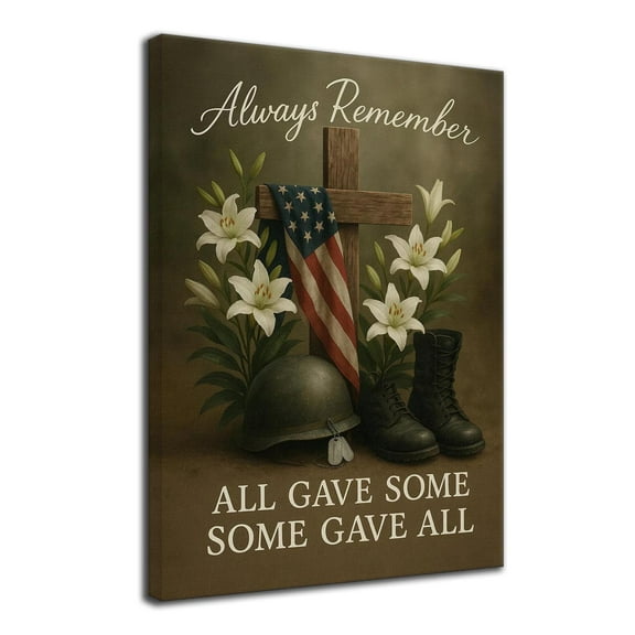 ALL GAVE SOME, SOME GAVE ALL Poster Wall Art Décor Canvas Prints Memorial Day Posters for Home Room Wall Decoration - 8x12 inches Framed