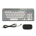 thumbnail image 1 of Wireless Keyboard Mouse Set, Retro Style Comfortable Multiple Compatibility Wireless  Keyboard Mouse Set Rechargeable  for Home Black,White, 1 of 7