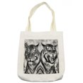 thumbnail image 1 of Safari Tote Bag, Cat Expression Opposite Images Fearsome Teeth Mirror Angry Intense Wildlife, Cloth Linen Reusable Bag for Shopping Books Beach and More, 16.5" X 14", Cream, by Ambesonne, 1 of 2