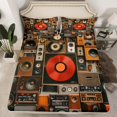 thumbnail image 1 of Drap-housse Musique Noir Draps Instruments de Musique Rétro Pop Musique Taille Complète Draps Art Hippie Housse de Lit pour Enfants Garçons Filles (Sans Drap Plat), 1 of 6