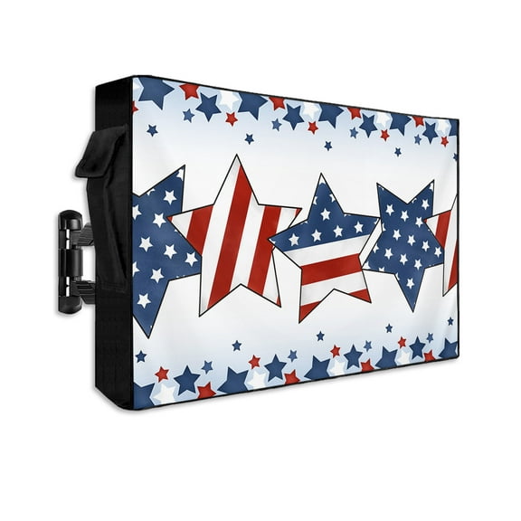4th of July Outdoor TV Cover 48 to 50 Inch Weatherproof, American Star Blue Ombre Independence Day 600D Oxford TV Covers with Waterproof Zipper, Outside Flat TV Screen Protector Size 48"Wx30"Hx4.5"D