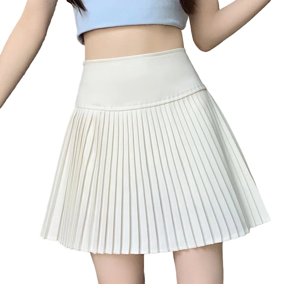 Levmjia Womens Pleated Short Skirt High Waist A Line Skirt Solid Color Anti Chafing Lined Mini Skirt Soft Stylish For Daily Dating Party Vacation Spring Summer Wear