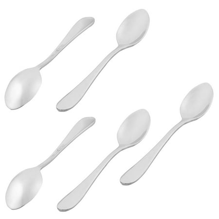 Decorative Silverplate Spoon - Home Use Stainless Steel Latte Coffee Tea Spoon Scoop Flatware Silver Tone 5 Pcs