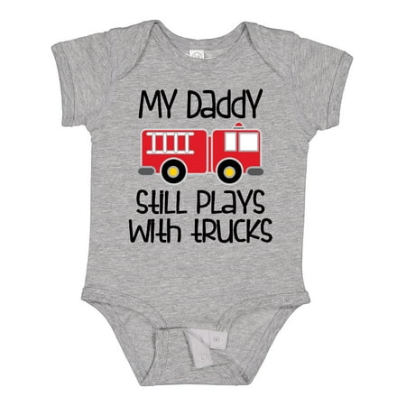 

Inktastic Firefighter Daddy Plays with Trucks Boys or Girls Baby Bodysuit
