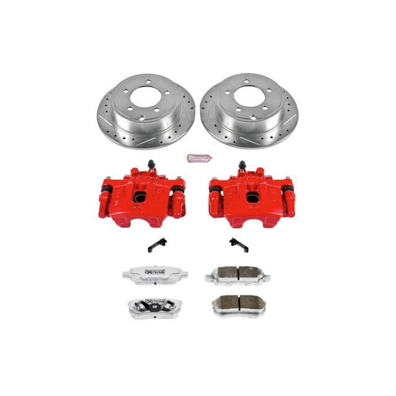 PowerStop Rear Z26 Street Warrior Brake Pad and Rotor Kit with Red Powder Coated Calipers Fits: CHRYSLER DODGE JEEP MITSUBISHI Select Models KC3033-26