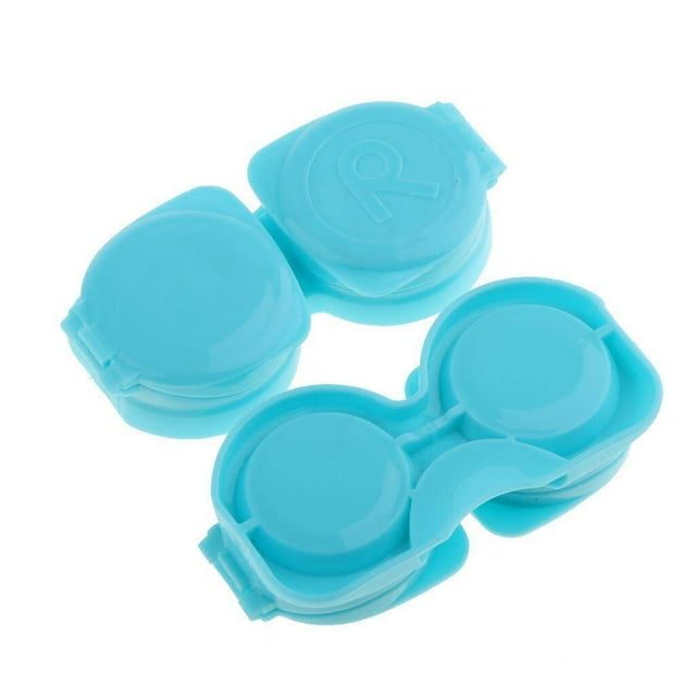 pitrice 10Piece Mini Flip-top Contact Contact Lens Kit Cute Contact Lens Travel Kit Contact Lens Case Contact Holder Soaking Box Case Blue