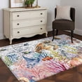 thumbnail image 3 of Brown Turtle Coastal Area Rugs 3'x5', Small Throw Rugs for Living Room Bedroom, Summer Beach Coral Seahorse Ocean Octopus Indoor Outdoor Rug Non-Slip Low Pile Carpet Runner Reversible Floor Mats, 3 of 8