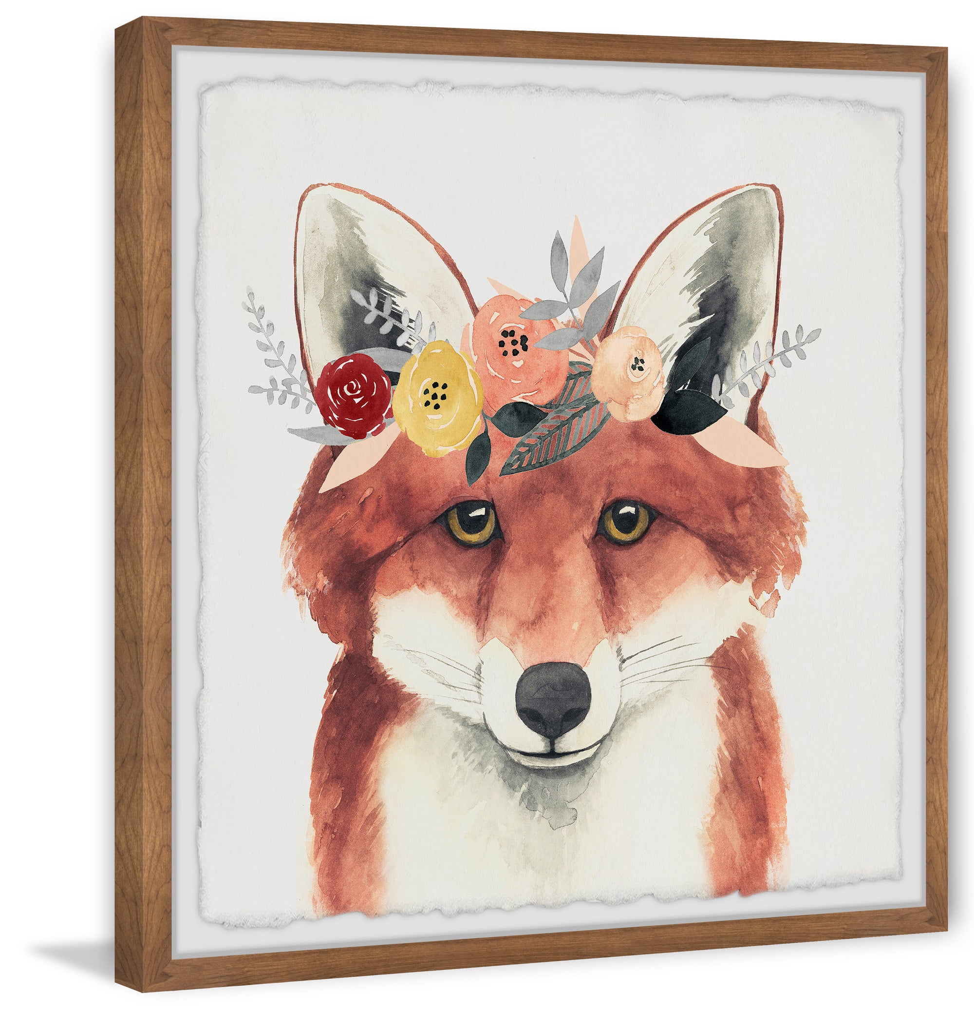 Marmont Hill Flower Crowned Fox Framed Wall Art