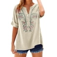 thumbnail image 2 of Women's Short Sleeve T-Shirt Beige Unbelievably Soft Linen Shirt for Women: 2026 Spring Summer Casual Button Down In Breathable Loose Fit, 2 of 5