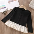 thumbnail image 7 of Girls Black Cardigan Long Sleeve with Lace Ruffles | Button Front Knit Sweater for Kids | Kids to Tween Soft Stretchy Layering Top,Size 5-6 T, 7 of 7