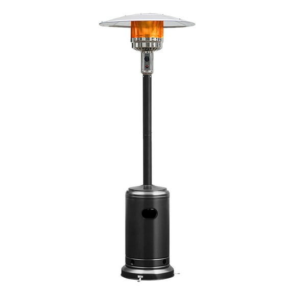 GFNXYI 50,000 BTU Propane Patio Heater - Standing Steel Outdoor Heater with Wheels, Adjustable Height & Flame, Black Commercial-Grade Heater for Deck, Garden & Restaurant Use