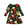 thumbnail image 3 of XEGLSBU Girls Christmas Dress Size 14-16 Girls' Printed Dress Girls Christmas Dress Size 8-10 c-Green Size 11-12 Years, 3 of 4