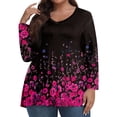 thumbnail image 2 of TQWQT Plus Size Tunic Tops for Women 4x-5x Sexy Long Sleeve Tunic Tops Floral Graphic T-Shirt V Neck T Shirts Dressy Casual Fall Clothes Hot Pink 2XL, 2 of 6