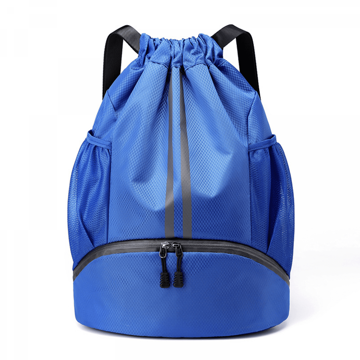 Drawstring Backpack Sports Gym Sackpack with Side Mesh Pockets Shoe Compartment Water Resistant String Bag for Women Men Blue Walmart