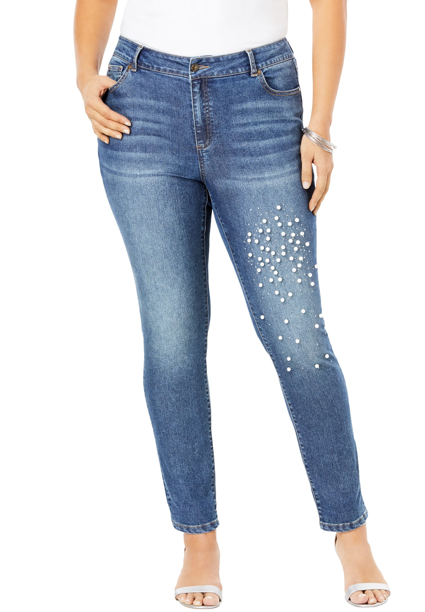 women's plus size jeans with rhinestones