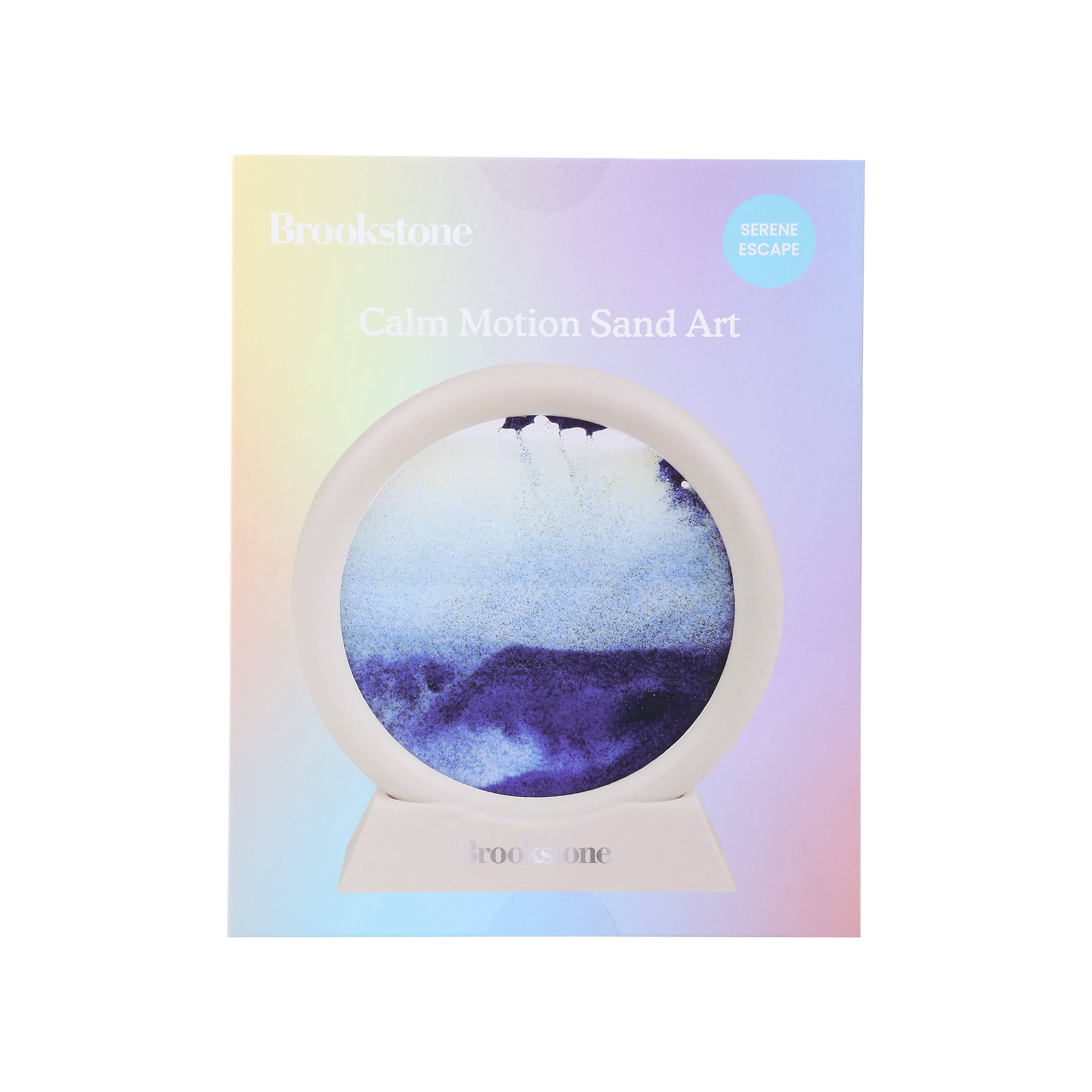 Brookstone Gently Flowing Sand Motion Desk Decor – Relaxing Visual Stress Relief Ornament with Scenic Stand, Calming Office & Home Mindfulness Display