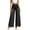 Black, variant on Women's Floral Lace Patchwork Wide Leg Denim Jeans High Waist Hollow Side Cutout Scalloped Hem Blue S