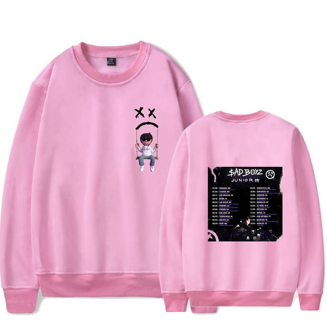 Junior H Sad Boyz Tour 2023 Concert Col Rond Chandail en Molleton Imprimé Graphique Populaire Unisexe Tendance Décontracté Mode Urbaine Chandail en Molleton,3TG,Rose