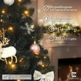 thumbnail image 4 of CAPHAUS 6 Feet Artificial Black Christmas Tree w/ 947 Tip Count, 250 LED Lights, Pre-Hinged, with Metal Stand, Black Flat Shaped Leaves, for Indoor, Office, Party, Holiday Decoration, 4 of 9