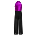 thumbnail image 4 of inlzdz Kids Girls Hip Hop Dance Outfits Retro 70s 80s Rock Disco Jumpsuit Flowy Mesh Overlay Pants Romper Purple 6, 4 of 7
