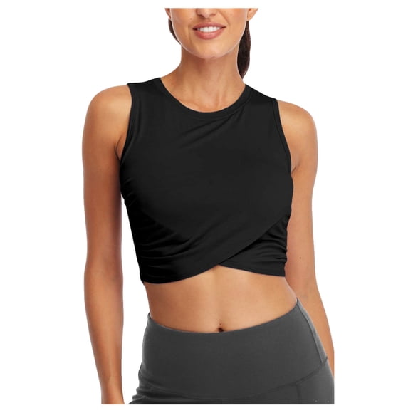 Outfmvch Crop Tops for Women Sanutch Crop Workout Cropped Shirts Dance Slim Fit Womens Tops Crop Tops Black