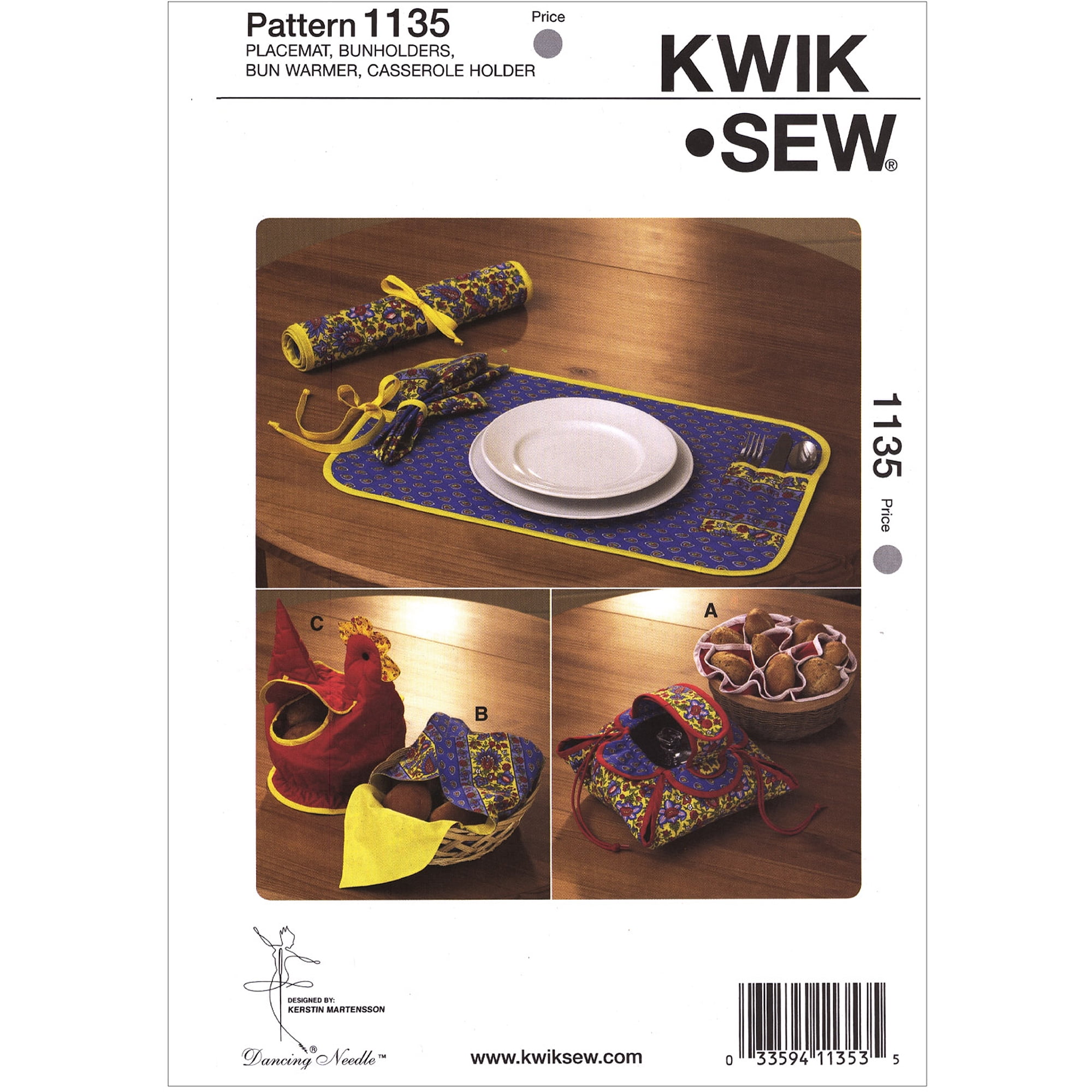 Kwik Sew Pattern Placemat, Bunholders, Casserole Holder