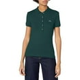 thumbnail image 1 of Lacoste Womens Classic Short Sleeve Slim Fit Stretch Pique Polo Polo Shirt, Beeche Green, 16, 1 of 2
