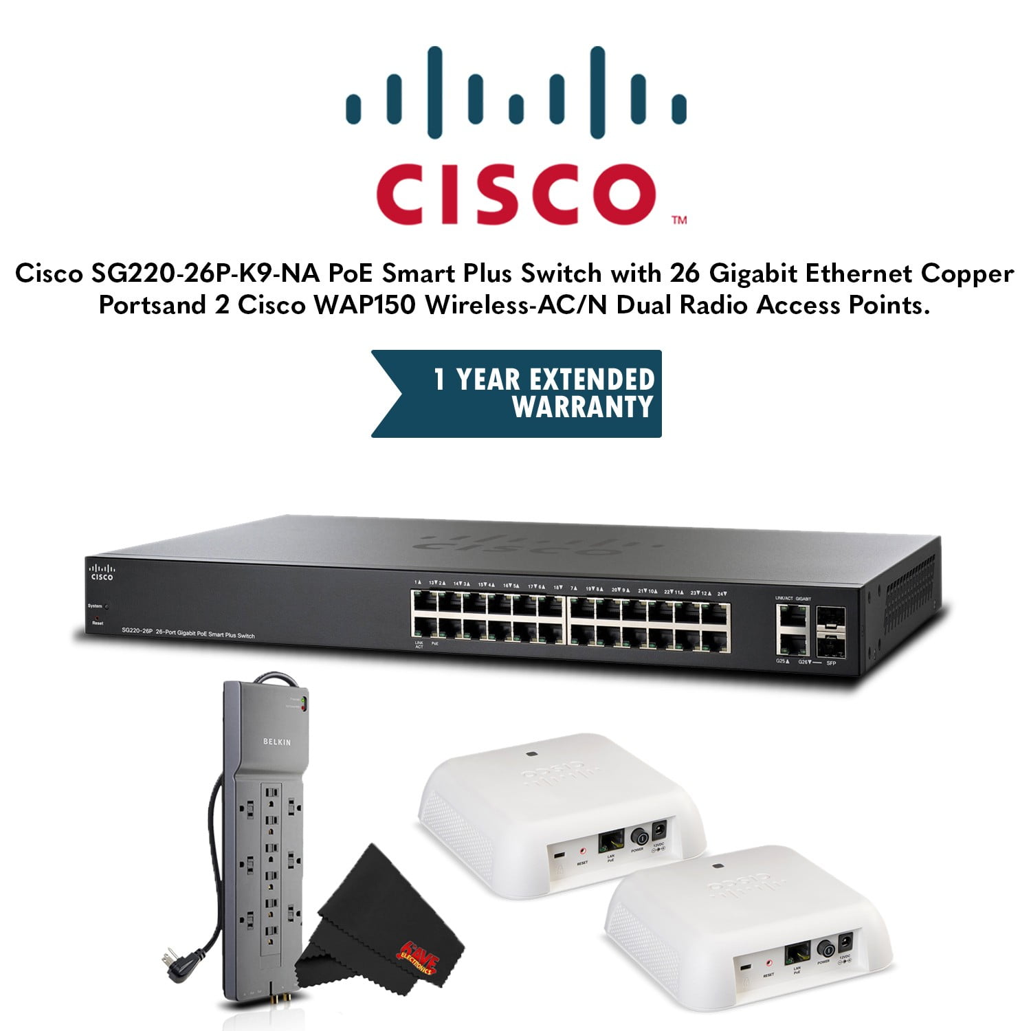 SG220-26P-K9-NA Smart Switch with 26 x Gigabit Ethernet Ports Cisco SG220-26P PoE