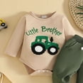 thumbnail image 5 of Toddler Boy Romper 2PCS Fall Winter Outfits Embroidery Long Sleeve Solid Pants Set 0 3 6 12 18 24 Months Baby Green,3M, 5 of 5
