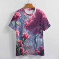 thumbnail image 4 of Enchanting Rose T-Shirt O Neck Retro Print Big Size T-Shirts Short Sleeve Tees Womens Pretty Design, 4 of 5