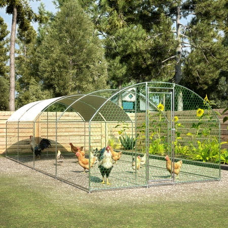 Outdoor Large Metal Chicken Coop Walk-in Chicken Coops for 10-20 Chicken with Waterproof Cover Chicken Pen Rabbit Hen House Poultry Cage for Yard Backyard Farm