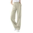 thumbnail image 2 of Endives Women's Casual Pants Full Length Loose Pants High Elastic Waist Wide Leg Dress Pants With Pockets, 2 of 8
