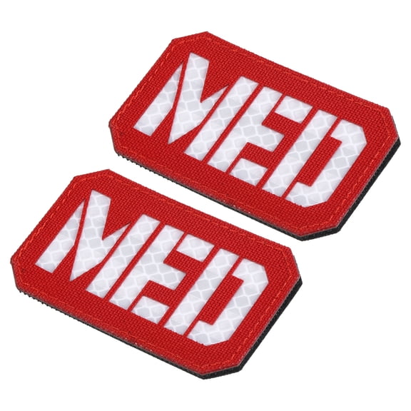 Uxcell 2x3" Reflective MED Patch EMS EMT Hook and Loop Fastener Badge, Red White 2 Pack
