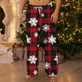 thumbnail image 2 of successthop Christmas Flannel Pajama Pants Men Snowflakes Plaid Trousers Elastic Loungewear with Pocket Sleep Bottoms, 2 of 4