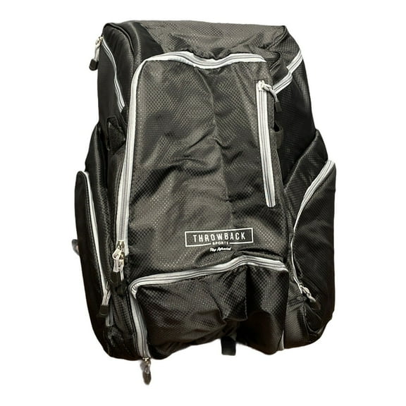Throwback Sports Gametime Pack Lacrosse Backpack with Cooler Nylon Black