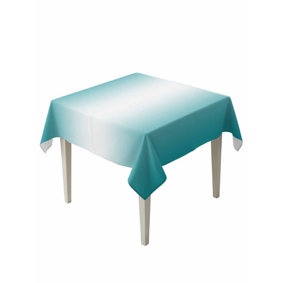Teal Ombre Suqare Tablecloth - 54 x 54 Inch, Turquoise White Gradient Modern Abstract Art Waterproof & StainResistant Tablecloth, Oil-proof Table Cover for Dining/Party/Wedding/Camping/Buffet