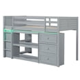 thumbnail image 2 of Costway Twin Size Loft Bed with LED Lights Underbed Space Drawers Shelves Ladder Gray, 2 of 10