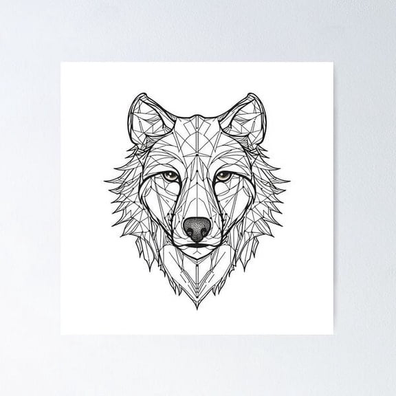 Wolf Line Art Poster Modern Wall Decor UNFRAMED PAPER POSTER, Home Decor