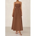 thumbnail image 4 of Vestido largo PRETTYGARDEN para mujer, fruncido, verano 2025, marrón, 4 of 9