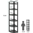 thumbnail image 2 of Corner Shelf, 70.9 Inch Tall Corner Bookshelf, 6 Tier Ladder Shelf with Metal Frames Multifunctional Modern Bookcase for Living Room, Home Office, Kitchen, Small Space (Black), 2 of 6
