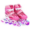 thumbnail image 1 of Patins en Ligne Lumineux Ajustables avec Roues vers le Haut pour et Adultes pour Filles et Garçons Hommes et Femmes Rose P, 1 of 7